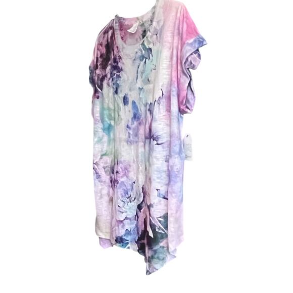 TIME & TRU CAP SLV ROUND NECK BLOUSE, WOMENS, XXL/2XL/20, PINK PURPLE BLUE GRN - Picture 3 of 12